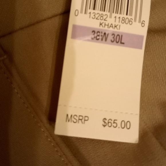 VanHeusen Slacks Pants Beige Khaki Straight Fit, Flat Front Size 38/30 - Picture 8 of 8
